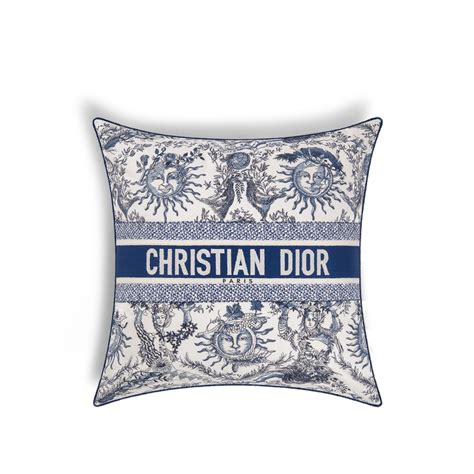 Petit coussin carré Dior Chez Moi, bleu et beige 